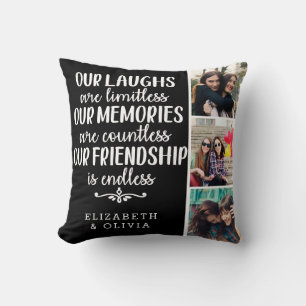 Trendy Typography Best Friends Names Photo Collage Kussen
