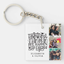 Trendy Typography Best Friends Names Photo Collage Sleutelhanger