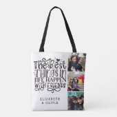 Trendy Typography Best Friends Names Photo Collage Tote Bag (Achterkant)
