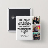 Trendy Typography Best Friends Names Photo Collage Vierkante Button 5,1 Cm (Voorkant /achterkant)