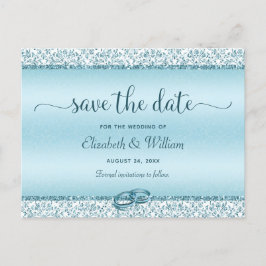 Trendy Typography Blue Wedding Save the Date Aankondigingskaart