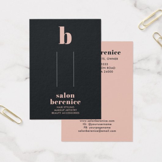 Trendy Typography Blush Black Hair Clips Display Visitekaartje (Kantoor)