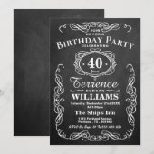 Trendy Typography Chalkboard Birthday Party Kaart (Voorkant / Achterkant)