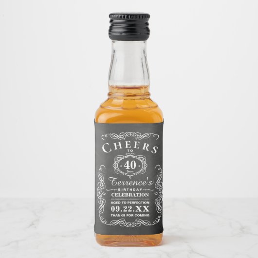 Trendy Typography Chalkboard Birthday Party Likeurfles Etiket (Voorkant)