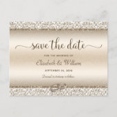 Trendy Typography Champagne Wedding Save the Date Aankondigingskaart (Voorkant)
