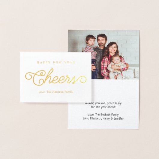 Trendy Typography Cheers Happy New Year Real Folie Kaarten (Display)