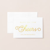 Trendy Typography Cheers Happy New Year Real Folie Kaarten (Voorkant met envelop)
