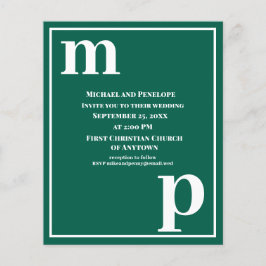 Trendy Typography Emerald Green Budget Wedding Flyer
