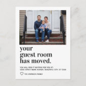 Trendy Typography Guest Room Moved Photo Moving Aankondigingskaart (Voorkant)