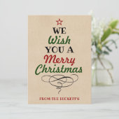 Trendy Typography KerstTree Holiday 3 Foto Feestdagenkaart (Staand voorkant)