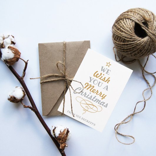 Trendy Typography KerstTree Holiday 3 Foto Feestdagenkaart