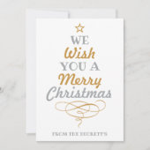 Trendy Typography KerstTree Holiday 3 Foto Feestdagenkaart (Voorkant)