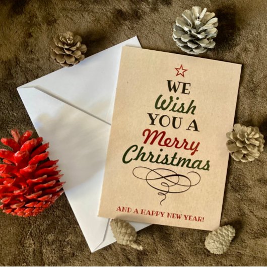 Trendy Typography KerstTree Holiday Foto Feestdagen Kaart