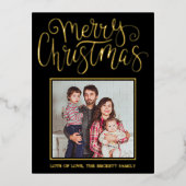 Trendy Typography "Merry Kerstmis"'' foto Real Folie Feestdagen Briefkaart (Voorkant)