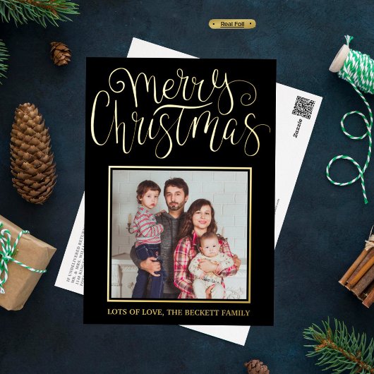 Trendy Typography "Merry Kerstmis"'' foto Real Folie Feestdagen Briefkaart