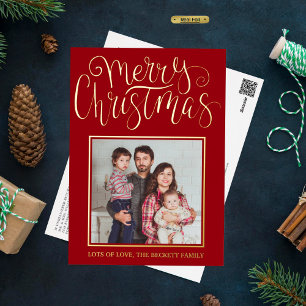 Trendy Typography "Merry Kerstmis"'' foto Real Folie Feestdagen Briefkaart