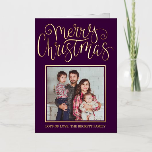 Trendy Typography "Merry Kerstmis"'' foto Real Folie Feestdagenkaart (Voorkant)