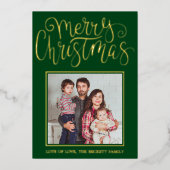 Trendy Typography "Merry Kerstmis"'' foto Real Folie Feestdagenkaart (Voorkant)