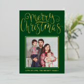 Trendy Typography "Merry Kerstmis"'' foto Real Folie Feestdagenkaart (Staand Voorkant)