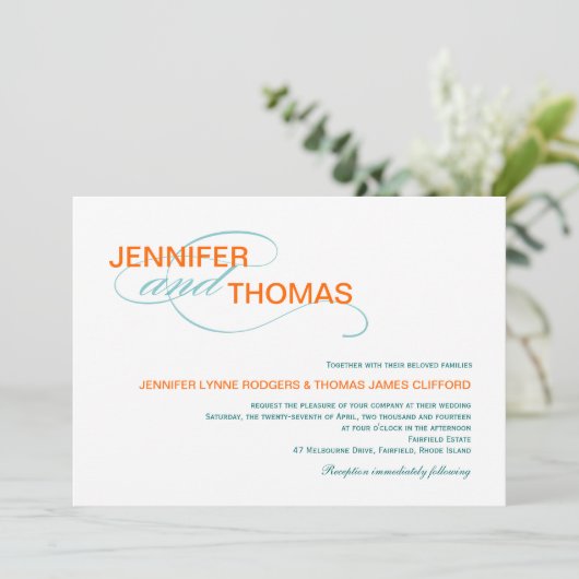 Trendy Typography Modern Wedding Invitations Kaart (Staand voorkant)
