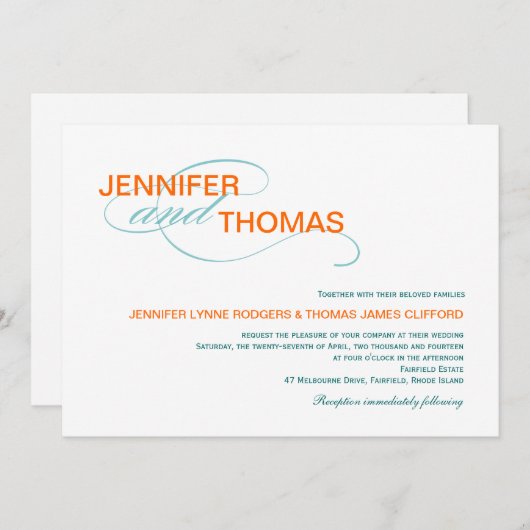 Trendy Typography Modern Wedding Invitations Kaart (Voorkant / Achterkant)