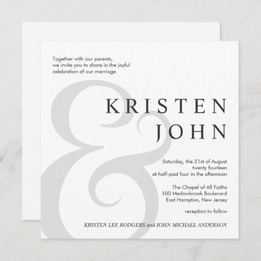 Trendy Typography Modern Wedding Invitations Kaart (Voorkant / Achterkant)