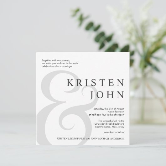 Trendy Typography Modern Wedding Invitations Kaart (Staand voorkant)