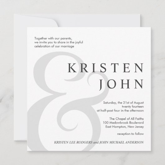 Trendy Typography Modern Wedding Invitations Kaart (Voorkant)