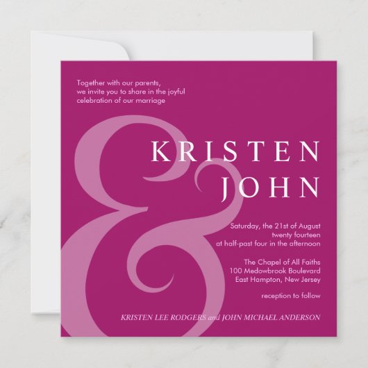 Trendy Typography Modern Wedding Invitations Kaart (Voorkant)