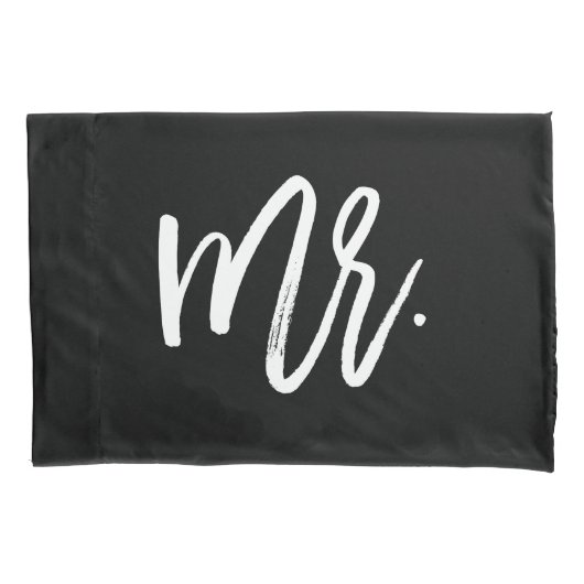 Trendy Typography Mr en Mrs. Kussensloop (Voorkant-Links)