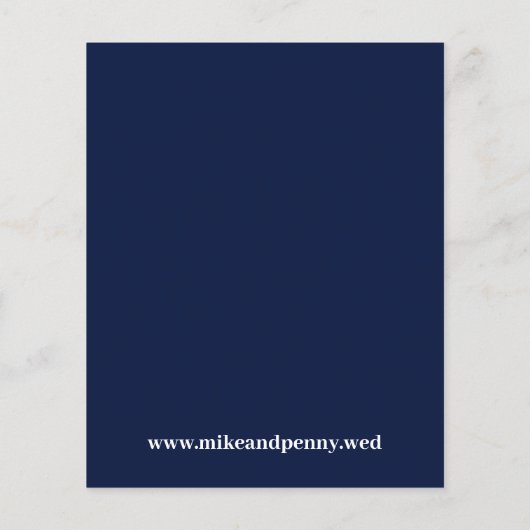 Trendy Typography Navy Blue Budget Wedding Invite Flyer (Achterkant)