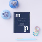 Trendy Typography Navy Blue Budget Wedding Invite Flyer (Enkel)