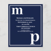 Trendy Typography Navy Blue Budget Wedding Invite Flyer (Voorkant)
