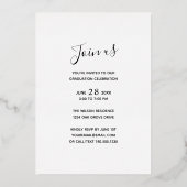 Trendy Typography Roos Gold Foil Overlay Afstudeer Folie Uitnodiging (Achterkant)