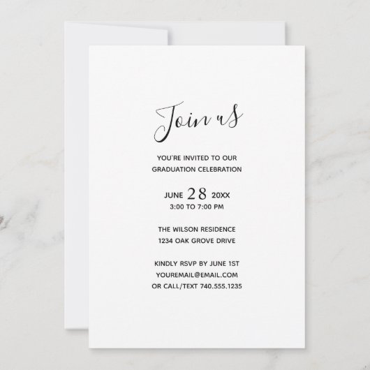 Trendy Typography Roos Gold Overlay Afstudeerder P Kaart (Achterkant)