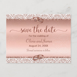 Trendy Typography Roos Gold Wedding Save the Date Aankondigingskaart