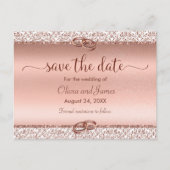Trendy Typography Roos Gold Wedding Save the Date Aankondigingskaart (Voorkant)