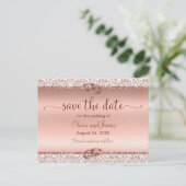 Trendy Typography Roos Gold Wedding Save the Date Aankondigingskaart (Staand voorkant)