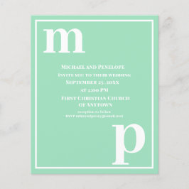 Trendy Typography Seafoam Green Budget Wedding Flyer