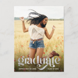 Trendy Typography Silver Overlay Foto Afstuderen Briefkaart