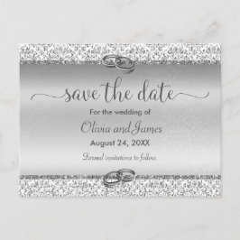 Trendy Typography Silver Wedding Save the Date Aankondigingskaart