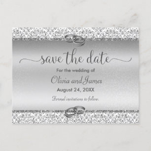 Trendy Typography Silver Wedding Save the Date Aankondigingskaart