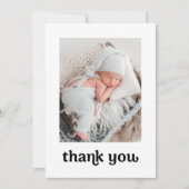 Trendy Typography Simple Modern 2 Baby Photos Than Bedankkaart (Voorkant)