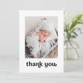 Trendy Typography Simple Modern 2 Baby Photos Than Bedankkaart (Staand voorkant)