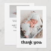 Trendy Typography Simple Modern 2 Baby Photos Than Bedankkaart (Voorkant / Achterkant)