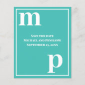 Trendy Typography Turquoise Budget Save the Date Flyer (Voorkant)