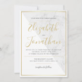 Trendy Typography | Uitnodiging voor chic Marble W (Voorkant)