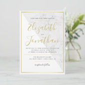 Trendy Typography | Uitnodiging voor chic Marble W (Staand voorkant)