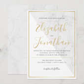Trendy Typography | Uitnodiging voor chic Marble W (Voorkant / Achterkant)