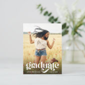 Trendy Typography White Overlay Foto Afstuderen Briefkaart (Staand voorkant)